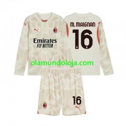 Camisola AC Milan Mike Maignan 16 Guarda-redes Criança Equipamento Terceiro 2024-2025 Manga Comprida